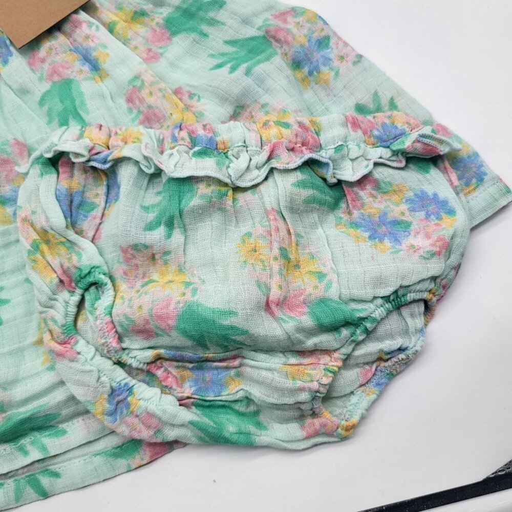 ANGEL DEAR Baby 12-18M Ruffle Sundress & Bloomers/Diaper Cover Pineapples Green - Picture 4 of 6